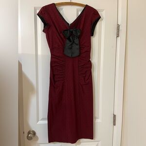Stop Staring Burgundy Midi Dress with Black Bow